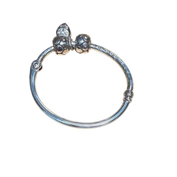 Brighton Charming Bangle Hinged Bracelet w/ Heart Charm & 2 Spacers Silver - Picture 5 of 6
